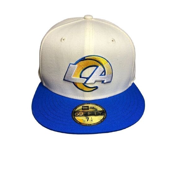 New Era Los Angeles Rams NFL 75th Anniversary Chrome 59FIFTY Fitted Hat Cap Size - Picture 1 of 7
